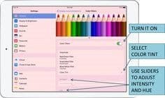 iPad settings screen showing color tint adjustment as part of True Tone display customization.