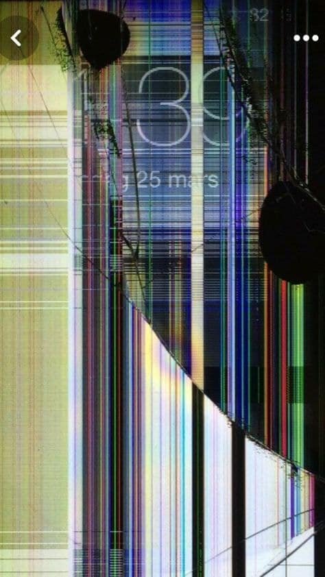 Extensive LCD and glass damage on iPhone with screen color distortion and dimming
