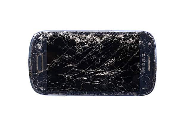 Samsung phone with entire display shattered and screen unresponsive